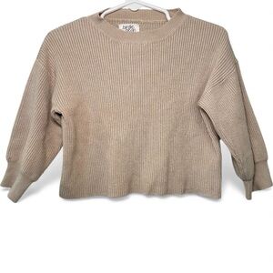 Birdie Bean Bamboo Sweater Top Crew Neck Ribbed Beige 6-12 Months Baby Infant
